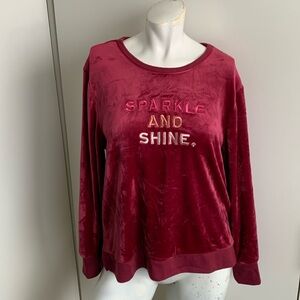 Kate Spade Sparkle and Shine women’s large raspberry velour sweatshirt